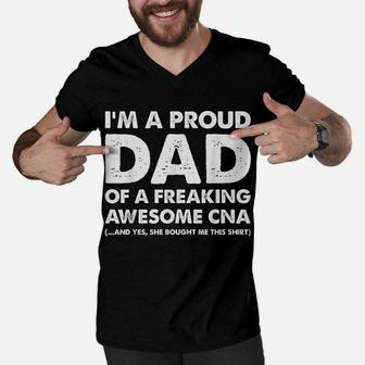 I'm A Proud Dad Of A Freaking Awesome Cna Men V-Neck Tshirt | Crazezy AU