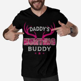 Kids Daddy's Hunting Buddy Funny Camo Daughter Future Hunter Men V-Neck Tshirt | Crazezy