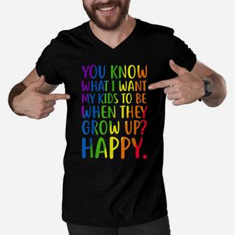 Lgbt Awareness Parents Mom Dad Gay Pride Rainbow Men V-Neck Tshirt | Crazezy