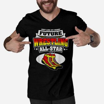 Like Daddy Future Freestyle Wrestling Boys Girls Gift Men V-Neck Tshirt | Crazezy CA