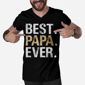 Mens Best Papa Ever Graphic Great Fathers Day Grandparent Gifts Men V-Neck Tshirt | Crazezy AU