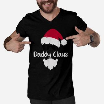 Mens Daddy Claus Christmas Santa Costume Gift Family Xmas Men V-Neck Tshirt | Crazezy DE