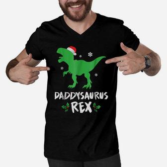 Mens Daddy T Rex Matching Family Christmas Dinosaur Shirt Men V-Neck Tshirt | Crazezy