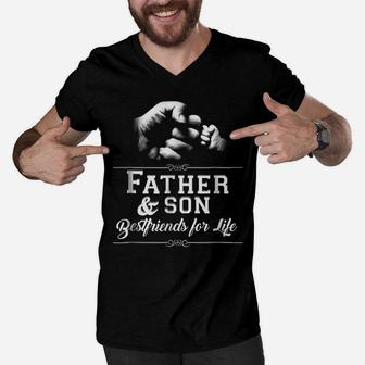 Mens Father Son Friends Fist Bump Tshirt Dad Father's Day Family Men V-Neck Tshirt | Crazezy UK