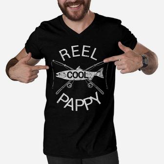 Mens Father's Day Gift Reel Cool Pappy Grandpa Papa Grandad Dad Men V-Neck Tshirt | Crazezy