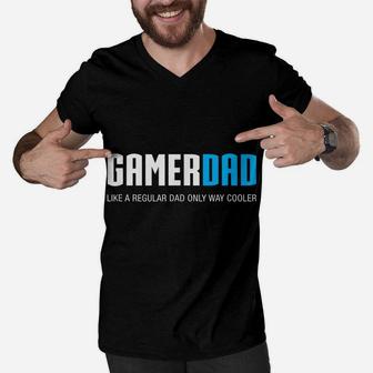 Mens Gamer Dad Shirt, Funny Cute Father's Day Gift Men V-Neck Tshirt | Crazezy