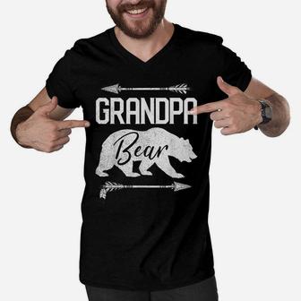 Mens Grandpa Bear Funny Father's Day Gift Papa Men Dad Best Top Men V-Neck Tshirt | Crazezy DE