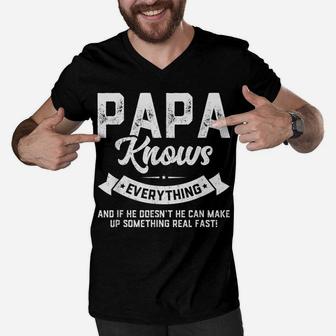 Mens Papa Knows Everything Shirt 60Th Gift Funny Father's Day Men V-Neck Tshirt | Crazezy DE