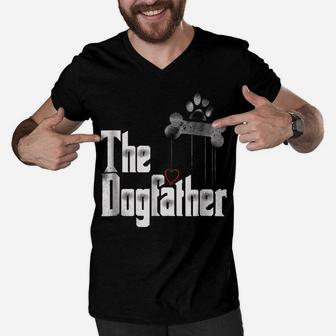 Mens The Dogfather Shirt Dad Dog T-Shirt, Funny Father's Day Tee Men V-Neck Tshirt | Crazezy UK