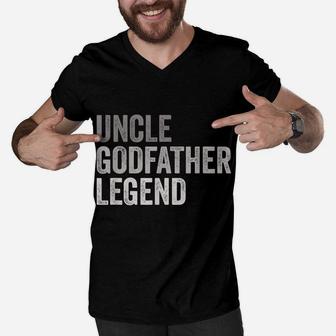 Mens Uncle Godfather Legend Funny Shirt Gift For A Favorite Uncle Men V-Neck Tshirt | Crazezy UK