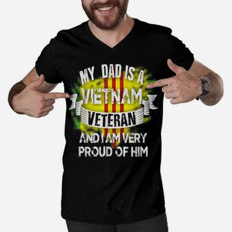 My Dad Is A Vietnam Veteran T-Shirt Proud Veterans Day Tee Men V-Neck Tshirt | Crazezy