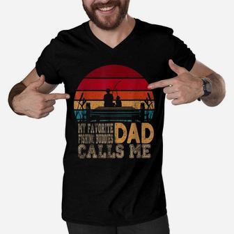 My Favorite Fishing Buddies Calls Me Dad Men V-Neck Tshirt | Crazezy