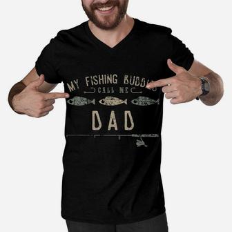 My Fishing Buddies Call Me Dad Shirt Cute Father's Day Gift Men V-Neck Tshirt | Crazezy AU