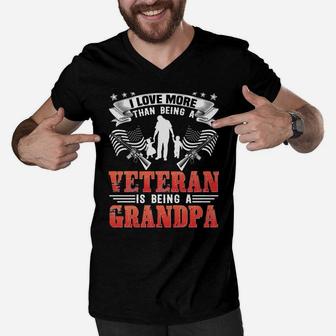 Only Thing I Love More Than Being A Veteran Being A Grandpa Sweatshirt Men V-Neck Tshirt | Crazezy