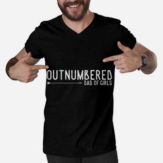 Outnumbered Dad Of Girls Shirt For Dads With Girls Men V-Neck Tshirt | Crazezy