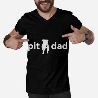 Pitbull Dad Funny T-Shirt For Pit Bull Lovers And Owners Men V-Neck Tshirt | Crazezy