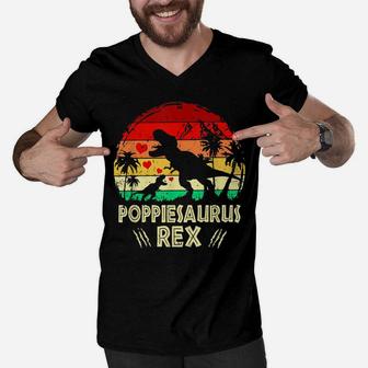 Poppiesaurus T Shirt Fathers Day Gifts T Rex Daddy Saurus Men V-Neck Tshirt | Crazezy CA