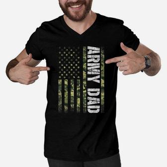Proud Army Dad United States Usa Flag Gift For Father's Day Men V-Neck Tshirt | Crazezy