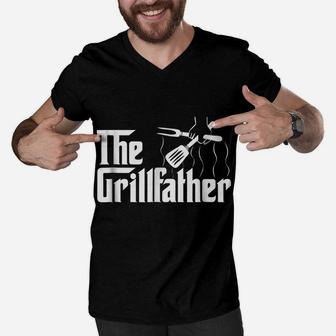 The Grillfather Bbq Grill & Smoker | Barbecue Chef Men V-Neck Tshirt | Crazezy AU