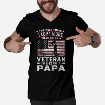 Veteran 365 Papa Veteran Fathers Day Gift Men Men V-Neck Tshirt | Crazezy CA