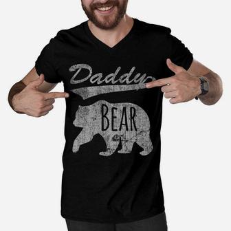 Vintage Daddy Bear Father's Day Gift For Dad Men V-Neck Tshirt | Crazezy