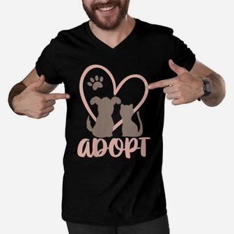 Womens Adopt Rescue Pet Owner Rescue Mom Or Dad - Dog And Cat Men V-Neck Tshirt | Crazezy