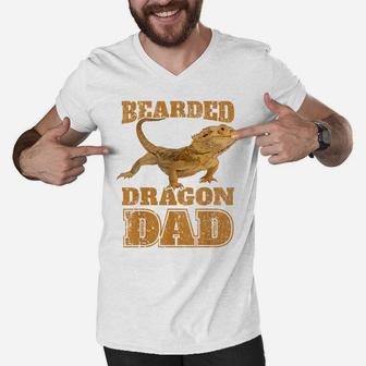 Bearded Dragon T Shirt Bearded Dragon Dad Papa Gift Tee Men V-Neck Tshirt | Crazezy