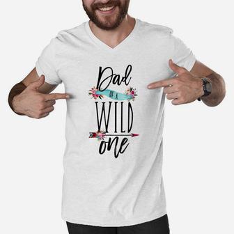 Dad Of A Wild One Shirt Boho 1St Birthday Daddy Family Tee Men V-Neck Tshirt | Crazezy UK