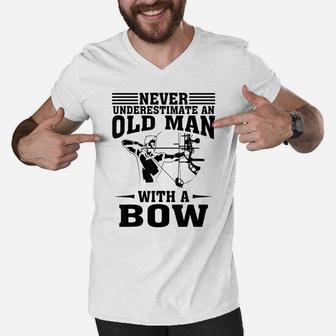 Funny Archery Gift For Deer Bow Hunter Men Grandpa Hunting Men V-Neck Tshirt | Crazezy