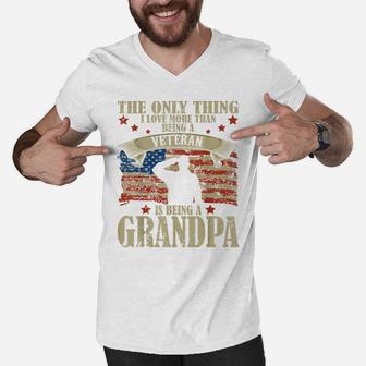 Mens Mens The Only Thing I Love More Than Being A Veteran Grandpa Men V-Neck Tshirt | Crazezy