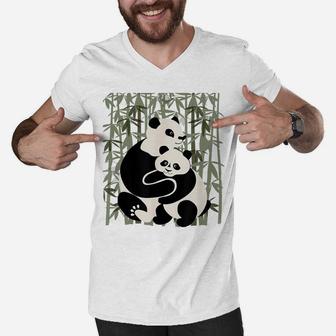 Mom, Dad And Baby Panda Bear Gift T Shirt, Family Panda Wear Men V-Neck Tshirt | Crazezy