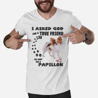 Papillon Quote Mom, Squirrel Dad Costume, Cute Butterfly Dog Sweatshirt Men V-Neck Tshirt | Crazezy