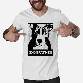 Pit Bull Terrier The Dog-Father Funny Dog Dad Men V-Neck Tshirt | Crazezy DE