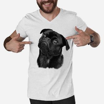 Pug Shirt For Dog Mom Dad Gift Funny Cute Black Pug Men V-Neck Tshirt | Crazezy
