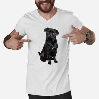 Pug Shirt For Dog Mom Dad Gift Idea Funny Cute Black Pug Men V-Neck Tshirt | Crazezy