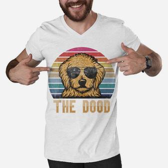 Retro Vintage Goldendoodle The Dood Shirt Gift Dad Mom Kids Men V-Neck Tshirt | Crazezy CA