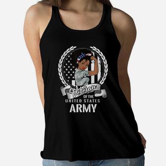 African American Army Veteran Woman Black Us Girl Army Vet Women Flowy Tank | Crazezy