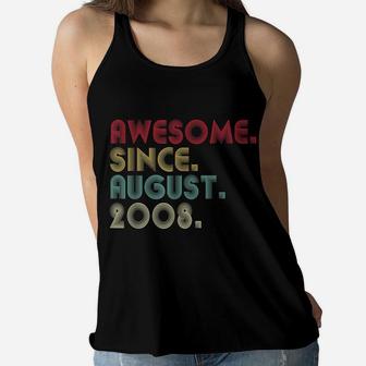 Awesome Since August 2008 13Th Birthday 13 Years Old Boys Women Flowy Tank | Crazezy