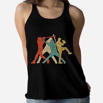 Baseball Retro Vintage T Shirt Catcher Pitcher Batter Boys Women Flowy Tank | Crazezy DE
