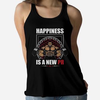 Bodybuilding Workout Happiness Is A New PR Ladies Flowy Tank | Crazezy UK