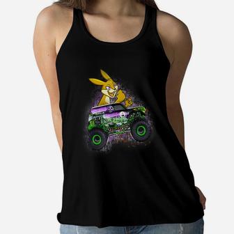 Bunny Easter Day Monster Truck Love Rabbit Egg Gift Kids Women Flowy Tank | Crazezy