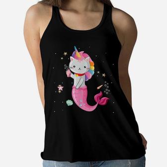 Cat Mermaid Unicorn Girl Women Flowy Tank | Crazezy