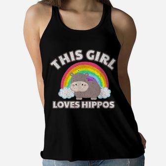 Funny Hippopotamus This Girl Loves Hippos Womens Hippo Gift Women Flowy Tank | Crazezy AU