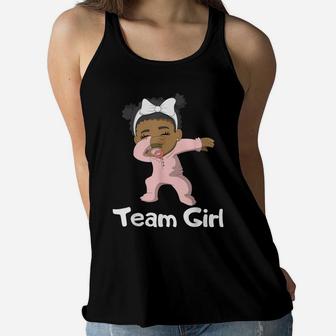 Gender Reveal Party Team Girl Cute Dabbing Black Baby Tee Women Flowy Tank | Crazezy