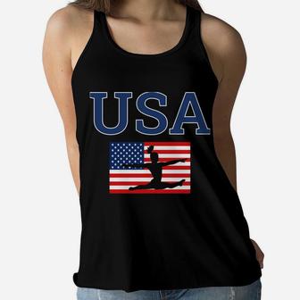 Girl Tumbling Team Gear Gymnast Gymnastics Usa American Flag Sweatshirt Women Flowy Tank | Crazezy
