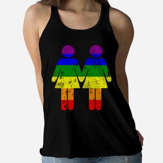 Girls Holding Hands Rainbow Flag Gay Pride Lesbian Sweatshirt Women Flowy Tank | Crazezy DE