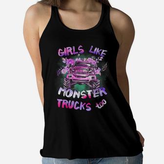 Girls Like Monster Trucks Too Tshirt Women Monster Truck Tee Women Flowy Tank | Crazezy AU