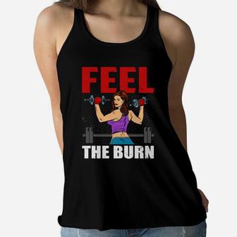 Good Fitness Girl Feel The Burn Ladies Flowy Tank | Crazezy DE