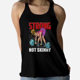Gymnastic Girl Strong Not Skinny Motivation Ladies Flowy Tank | Crazezy CA