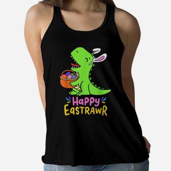 Happy Eastrawr Dinosaur Clothing Easter Day Gift Boys Kids Women Flowy Tank | Crazezy